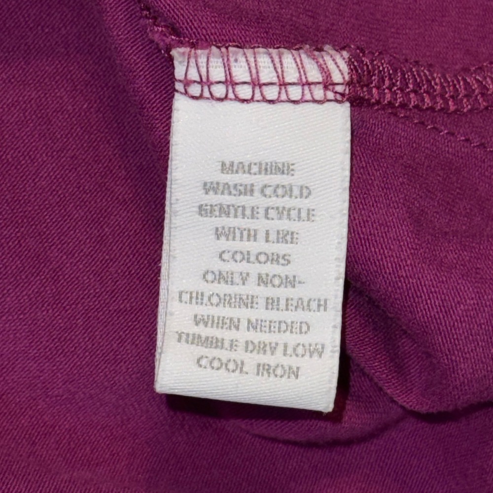 Charter Club Womens Fuscia Purple Embroidered Split V-Neck 3/4 Sleeve Top Size M - Picture 5 of 5